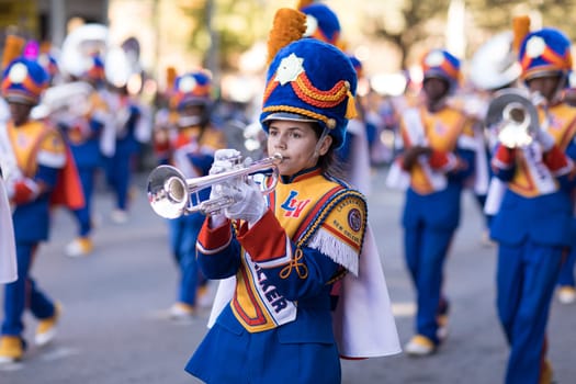 New Orleans, Louisiana, USA - November 25, 2017, The Bayou Classic Parade is a Thanksgiving Day themed parade prior to the annual college football game between the Grambling State University Tigers and the Southern University Jaguars since November 11 1932.