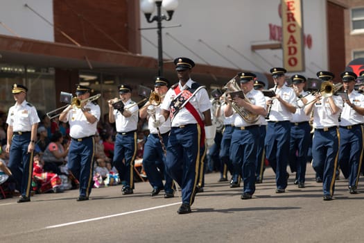 Brownsville, Texas, USA - February 24, 2018, Grand International Parade is part of the Charro Days Fiesta - Fiestas Mexicanas, A bi-national festival between USA and Mexico.