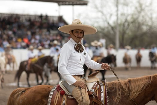 Matamoros, Tamaulipas, Mexico - February 25, 2018, Charreada Fiestas Mexicanas is part of the Charro Days Fiesta - Fiestas Mexicanas, A bi-national festival between USA and Mexico.