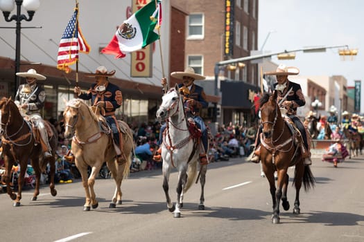 Brownsville, Texas, USA - February 24, 2018, Grand International Parade is part of the Charro Days Fiesta - Fiestas Mexicanas, A bi-national festival between USA and Mexico.