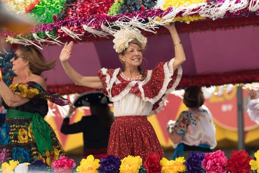 Brownsville, Texas, USA - February 24, 2018, Grand International Parade is part of the Charro Days Fiesta - Fiestas Mexicanas, A bi-national festival between USA and Mexico.