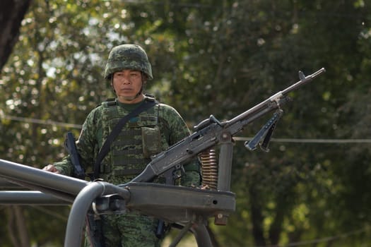 Matamoros, Tamaulipas, Mexico - February 24, 2018: Mexican armed forces during operations in north easthern Mexico.