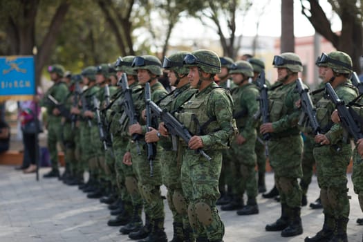 Matamoros, Tamaulipas, Mexico - February 24, 2018: Mexican armed forces during operations in north easthern Mexico.
