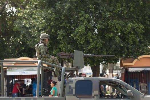 Matamoros, Tamaulipas, Mexico - February 24, 2018: Mexican armed forces during operations in north easthern Mexico.