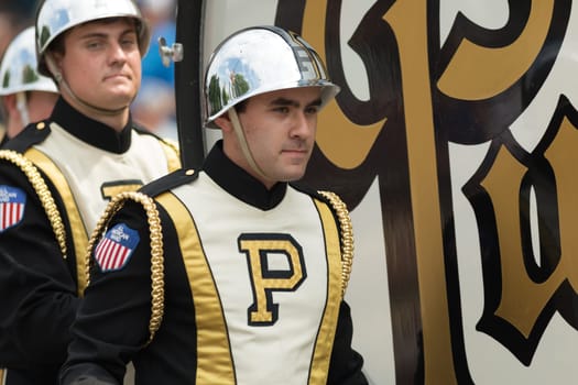 Indianapolis, Indiana, USA - May 26, 2018,  The Purdue University All American Marching Band performs at the Indy 500 Parade