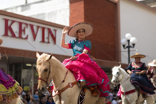 Brownsville, Texas, USA - February 24, 2018, Grand International Parade is part of the Charro Days Fiesta - Fiestas Mexicanas, A bi-national festival between USA and Mexico.