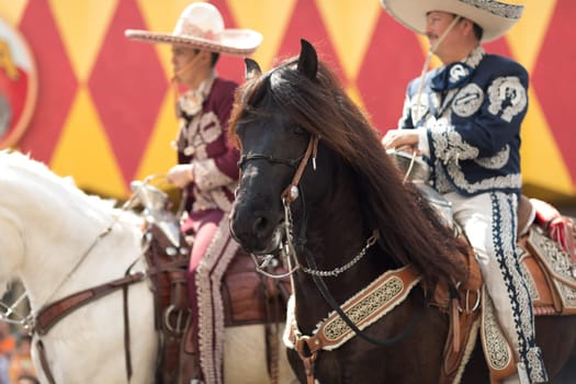 Brownsville, Texas, USA - February 24, 2018, Grand International Parade is part of the Charro Days Fiesta - Fiestas Mexicanas, A bi-national festival between USA and Mexico.