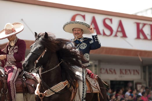 Brownsville, Texas, USA - February 24, 2018, Grand International Parade is part of the Charro Days Fiesta - Fiestas Mexicanas, A bi-national festival between USA and Mexico.