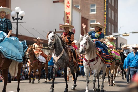 Brownsville, Texas, USA - February 24, 2018, Grand International Parade is part of the Charro Days Fiesta - Fiestas Mexicanas, A bi-national festival between USA and Mexico.