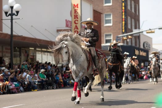 Brownsville, Texas, USA - February 24, 2018, Grand International Parade is part of the Charro Days Fiesta - Fiestas Mexicanas, A bi-national festival between USA and Mexico.