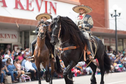 Brownsville, Texas, USA - February 24, 2018, Grand International Parade is part of the Charro Days Fiesta - Fiestas Mexicanas, A bi-national festival between USA and Mexico.