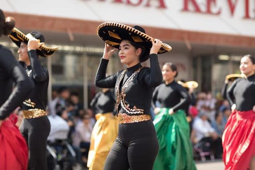 Brownsville, Texas, USA - February 24, 2018, Grand International Parade is part of the Charro Days Fiesta - Fiestas Mexicanas, A bi-national festival between USA and Mexico.