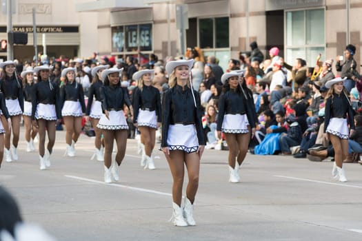 Houston, Texas, USA - November 23, 2017, The H-E-B Thanksgiving Day Parade in Houston began in 1949, when Santa arrived at Union Station and rode his sleigh to the downtown Foley’s. A holiday tradition showcasing the Houston community on Thanksgiving morning.