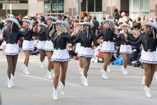 Houston, Texas, USA - November 23, 2017, The H-E-B Thanksgiving Day Parade in Houston began in 1949, when Santa arrived at Union Station and rode his sleigh to the downtown Foley’s. A holiday tradition showcasing the Houston community on Thanksgiving morning.