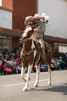 Brownsville, Texas, USA - February 24, 2018, Grand International Parade is part of the Charro Days Fiesta - Fiestas Mexicanas, A bi-national festival between USA and Mexico.