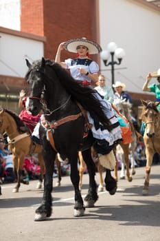 Brownsville, Texas, USA - February 24, 2018, Grand International Parade is part of the Charro Days Fiesta - Fiestas Mexicanas, A bi-national festival between USA and Mexico.