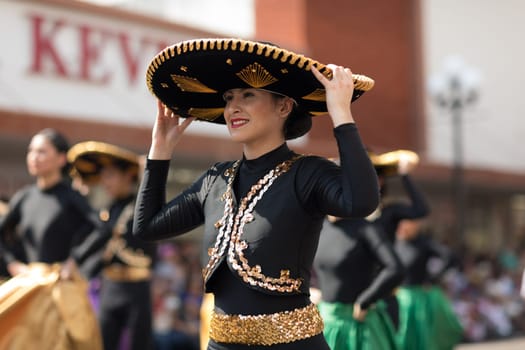 Brownsville, Texas, USA - February 24, 2018, Grand International Parade is part of the Charro Days Fiesta - Fiestas Mexicanas, A bi-national festival between USA and Mexico.