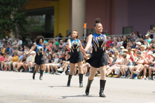 Indianapolis, Indiana, USA - May 26, 2018,  The Indianapolis Public Schools All - City Marching Band performs at the Indy 500 Parade