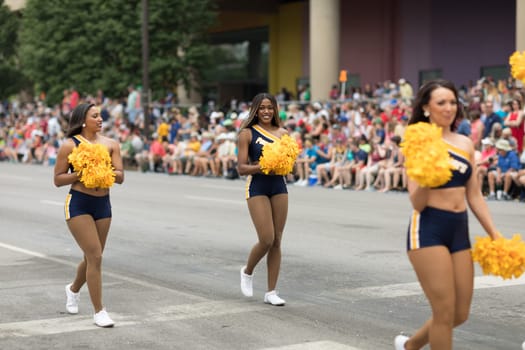 Indianapolis, Indiana, USA - May 26, 2018, The Pacers Cheerleaders walk down the street at the Indy 500 Parade