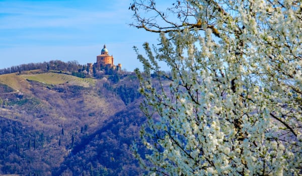 Santuario San Luca A Bologna or Sanctuary of Saint Luke in Bologna - view of the Colli Bolognesi area in spring