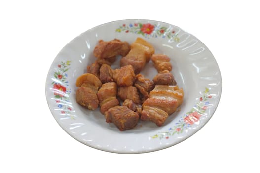 Deep fried pork belly with fish sauce , Thai food