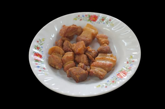 Deep fried pork belly with fish sauce , Thai food