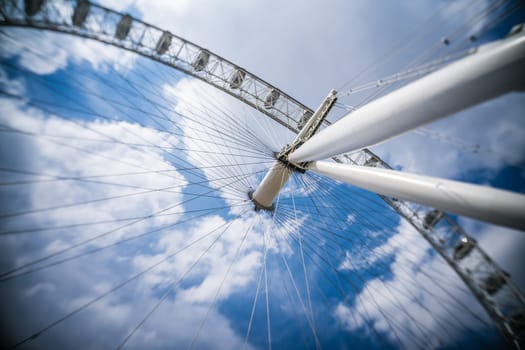 Passenger capsules on the London Eye, famous London landmark and tourist attraction, UK