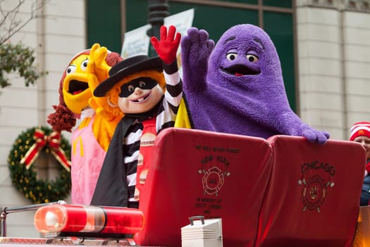 Chicago, Illinois, USA - November 23, 2015, The McDonald's Thanksgiving Parade in Chicago is an annual parade produced and presented by the Chicago Festival Association, it began in 1934.