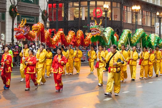 Chicago, Illinois, USA - November 23, 2015, The McDonald's Thanksgiving Parade in Chicago is an annual parade produced and presented by the Chicago Festival Association, it began in 1934.