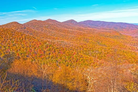 Fall Colors in a Mountain Vista on the Blue Ridge Parkway in North Carolina