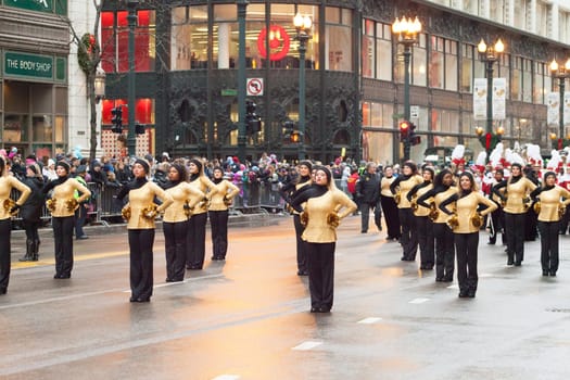 Chicago, Illinois, USA - November 23, 2015, The McDonald's Thanksgiving Parade in Chicago is an annual parade produced and presented by the Chicago Festival Association, it began in 1934.