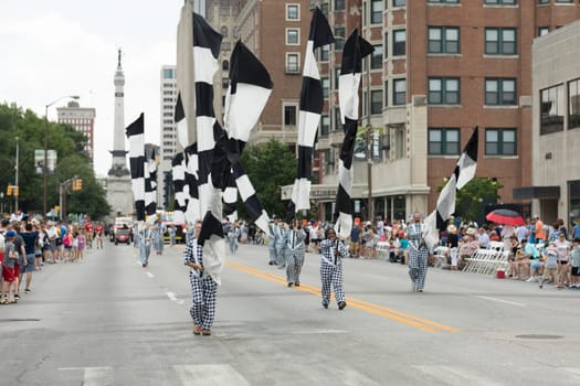 Indianapolis, Indiana, USA - May 26, 2018,  View of North Meridian Street towards the Soldiers and Sailors Monument during the Indy 500 Parade