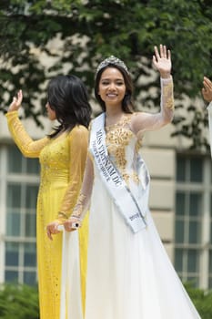 Washington, D.C., USA - July 4, 2017, The National Independence Day Parade is the  Fourth of July Parade in the capital of the United States, it  commemorates the adoption of the Declaration of Independence, only selected schools, and other groups participate.