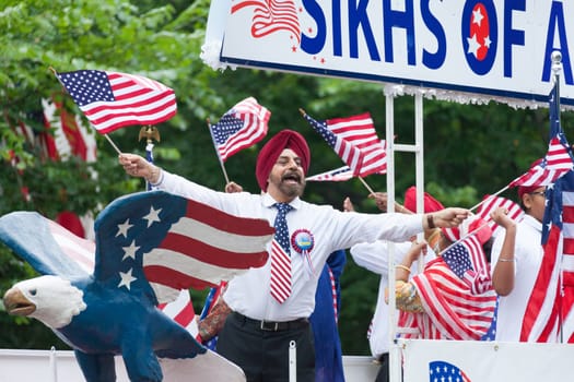 Washington, D.C., USA - July 4, 2016, The National Independence Day Parade is the  Fourth of July Parade in the capital of the United States, it  commemorates the adoption of the Declaration of Independence, only selected schools, and other groups participate.