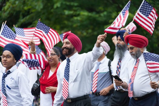 Washington, D.C., USA - July 4, 2016, The National Independence Day Parade is the  Fourth of July Parade in the capital of the United States, it  commemorates the adoption of the Declaration of Independence, only selected schools, and other groups participate.