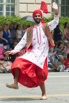 Washington, D.C., USA - July 4, 2017, The National Independence Day Parade is the  Fourth of July Parade in the capital of the United States, it  commemorates the adoption of the Declaration of Independence, only selected schools, and other groups participate.