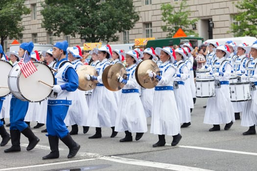 Washington, D.C., USA - July 4, 2015, The National Independence Day Parade is the  Fourth of July Parade in the capital of the United States, it  commemorates the adoption of the Declaration of Independence, only selected schools, and other groups participate.