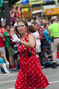 Washington, D.C., USA - July 4, 2015, The National Independence Day Parade is the  Fourth of July Parade in the capital of the United States, it  commemorates the adoption of the Declaration of Independence, only selected schools, and other groups participate.