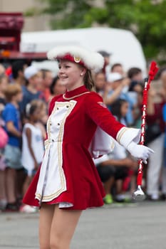 Washington, D.C., USA - July 4, 2015, The National Independence Day Parade is the  Fourth of July Parade in the capital of the United States, it  commemorates the adoption of the Declaration of Independence, only selected schools, and other groups participate.