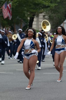 Washington, D.C., USA - July 4, 2015, The National Independence Day Parade is the  Fourth of July Parade in the capital of the United States, it  commemorates the adoption of the Declaration of Independence, only selected schools, and other groups participate.