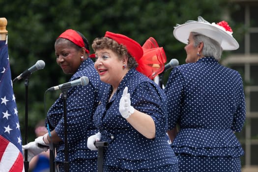 Washington, D.C., USA - July 4, 2015, The National Independence Day Parade is the  Fourth of July Parade in the capital of the United States, it  commemorates the adoption of the Declaration of Independence, only selected schools, and other groups participate.