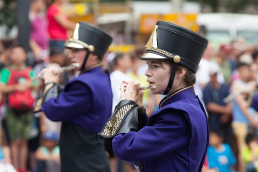 Washington, D.C., USA - July 4, 2015, The National Independence Day Parade is the  Fourth of July Parade in the capital of the United States, it  commemorates the adoption of the Declaration of Independence, only selected schools, and other groups participate.