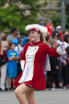 Washington, D.C., USA - July 4, 2015, The National Independence Day Parade is the  Fourth of July Parade in the capital of the United States, it  commemorates the adoption of the Declaration of Independence, only selected schools, and other groups participate.