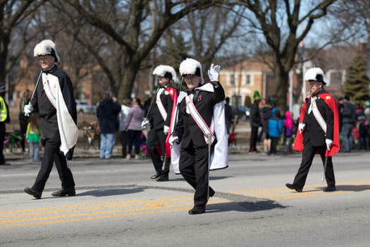 Chicago, Illinois, USA - March 11, 2018, The South Side Irish Parade is a cultural and religious celebration from Ireland in honor of  Saint Patrick.