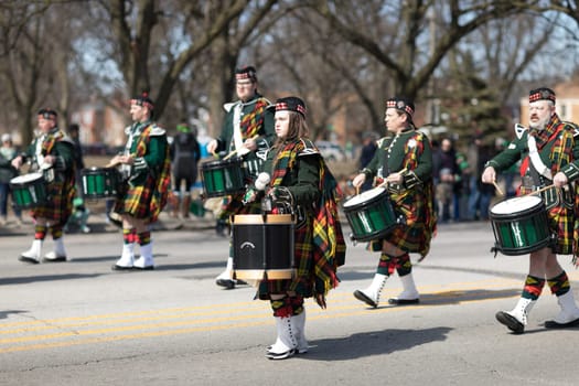 Chicago, Illinois, USA - March 11, 2018, The South Side Irish Parade is a cultural and religious celebration from Ireland in honor of  Saint Patrick.