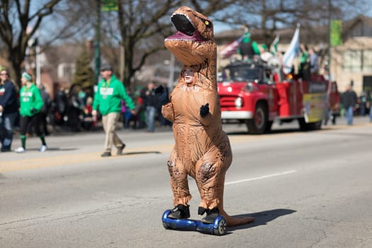 Chicago, Illinois, USA - March 11, 2018, The South Side Irish Parade is a cultural and religious celebration from Ireland in honor of  Saint Patrick.