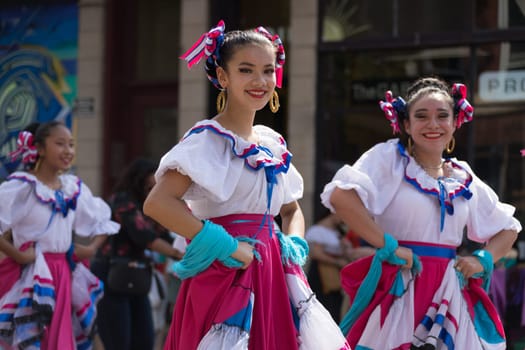 Chicago, Illinois, USA - September 16, 2017 - The Pilsen Mexican Independence Day Parade commemorates the Mexican Independence It features traditional folkloric, equestrian and Aztec dancing.
