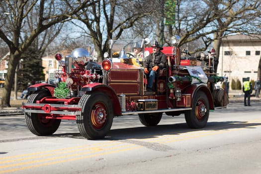 Chicago, Illinois, USA - March 11, 2018, The South Side Irish Parade is a cultural and religious celebration from Ireland in honor of  Saint Patrick.