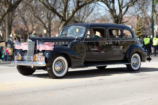 Chicago, Illinois, USA - March 11, 2018, The South Side Irish Parade is a cultural and religious celebration from Ireland in honor of  Saint Patrick.