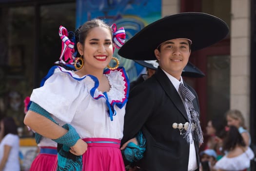 Chicago, Illinois, USA - September 16, 2017 - The Pilsen Mexican Independence Day Parade commemorates the Mexican Independence It features traditional folkloric, equestrian and Aztec dancing.